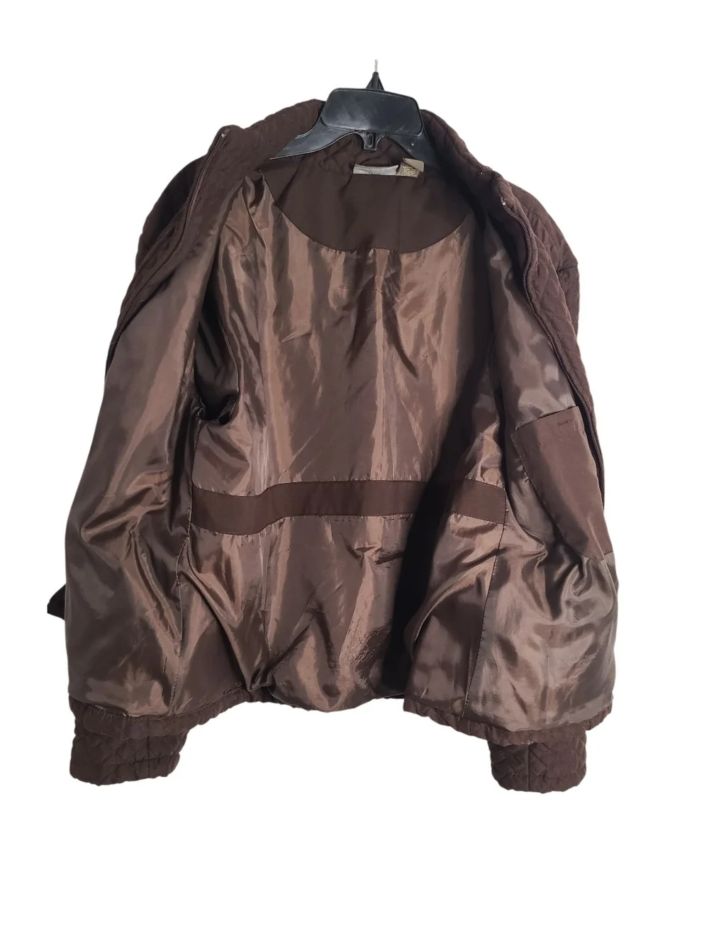 Jane Ashley Brown Quilted Full Zip Jacket Plus Size XL Lightweight Puffer